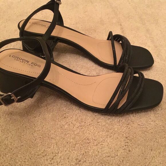 London Fog Black Sparkling Straps Heels - Picture 4 of 8